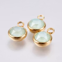 Guldfärgat rostfritt stål stor berlock ljusgrön med PVD plätering, 1 st