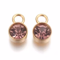 Guldfärgat rostfritt stål berlock lila med PVD plätering, 1 st