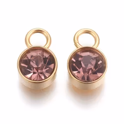 Guldfärgat rostfritt stål berlock lila med PVD plätering, 1 st