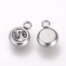 Rostfritt stål berlock liten glas, 1 st