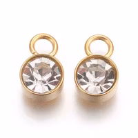 Guldfärgat rostfritt stål berlock glas med PVD plätering, 1 st