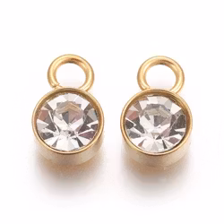 Guldfärgat rostfritt stål berlock glas med PVD plätering, 1 st