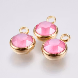 Guldfärgat rostfritt stål stor berlock rosa med PVD plätering, 1 st