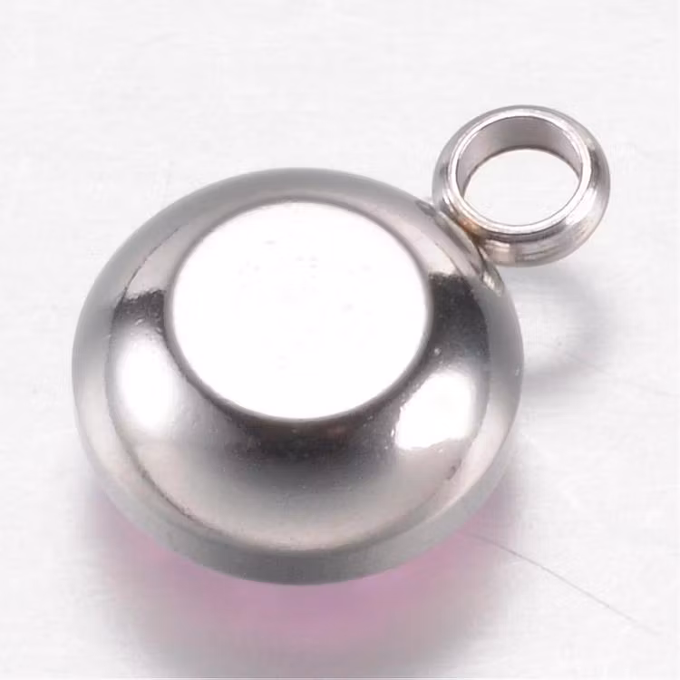 Rostfritt stål stor berlock ljusrosa, 1 st