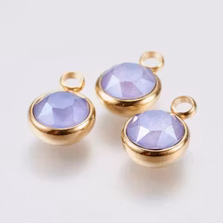 Guldfärgat rostfritt stål stor berlock lila med PVD plätering, 1 st