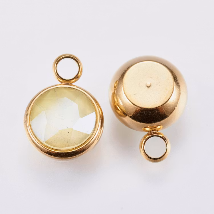 Guldfärgat rostfritt stål stor berlock gul med PVD plätering, 1 st