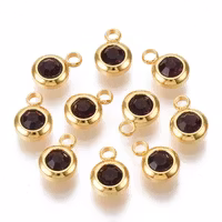 Guldfärgat rostfritt stål berlock, liten mörklila, 1 st