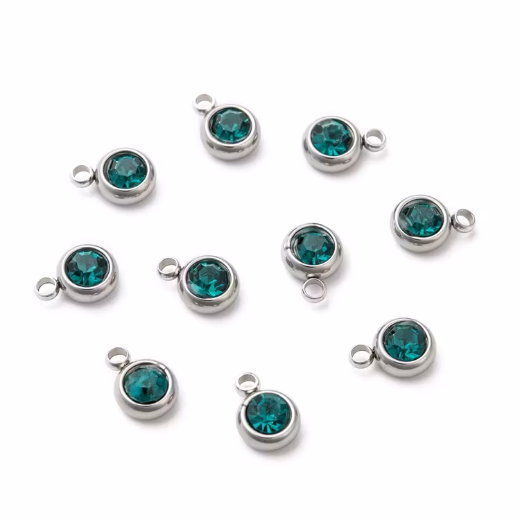 Rostfritt stål berlock liten mörk turkos, 1 st