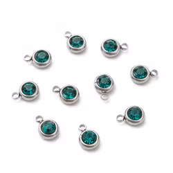 Rostfritt stål berlock liten mörk turkos, 1 st