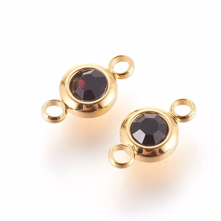 REA: Guldfärgat rostfritt stål connector, liten vinröd, 1 st