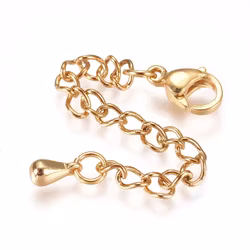 Guldfärgat rostfritt stål förlängsningkedja med droppe, 1 st