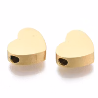 Guldfärgat rostfritt stål pärla hjärta med PVD plätering, 1 st