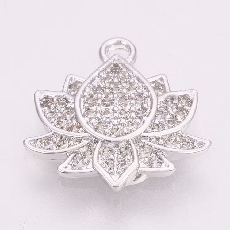 Antikfärgad berlock cubic zirconia lotus, 1 st