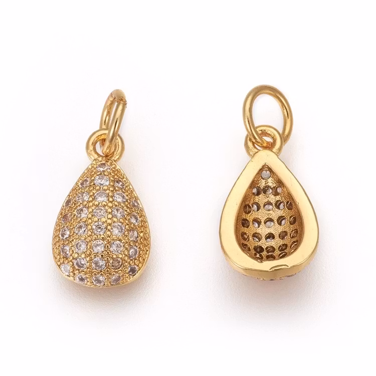 Guldfärgad berlock cubic zirconia droppe, 1 st