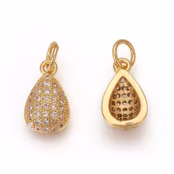 Guldfärgad berlock cubic zirconia droppe, 1 st