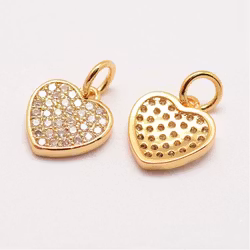 Guldfärgad berlock cubic zirconia hjärta, 1 st