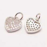 Antikfärgad berlock cubic zirconia hjärta, 1 st