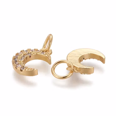 Guldfärgad berlock cubic zirconia måne, 1 st