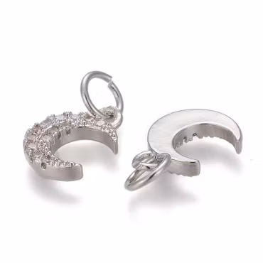 Antikfärgad berlock cubic zirconia måne, 1 st