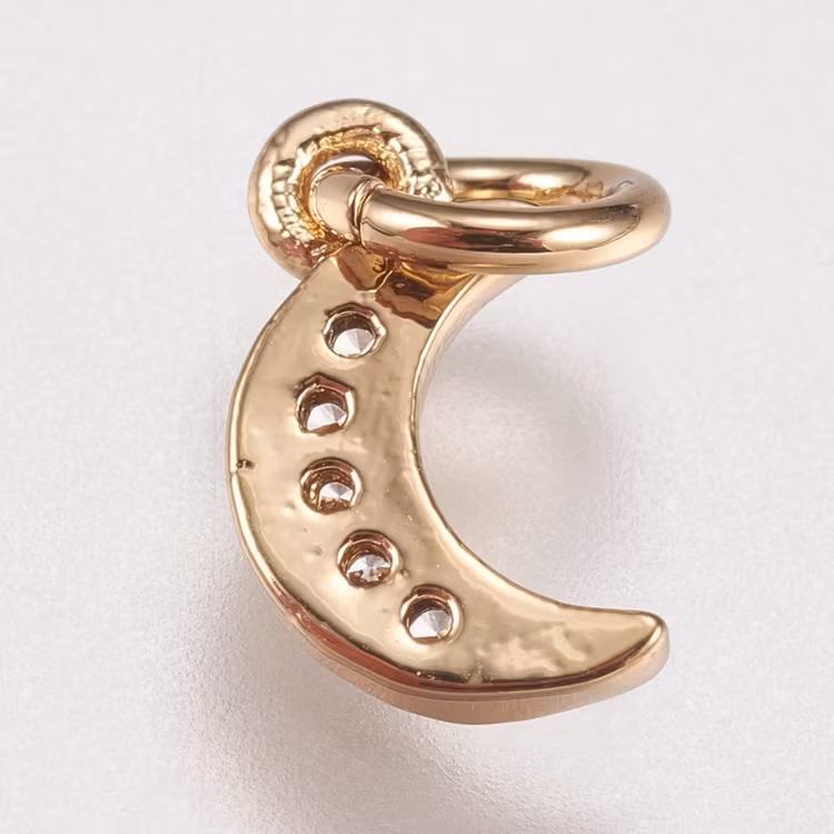 Guldfärgad berlock cubic zirconia liten måne, 1 st
