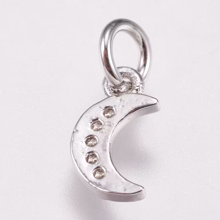 Antikfärgad berlock cubic zirconia liten måne, 1 st