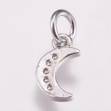 Antikfärgad berlock cubic zirconia liten måne, 1 st