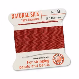 Griffin pärlsilke nr 8 mörkröd, 2 m