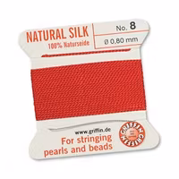 Griffin pärlsilke nr 8 röd, 2 m