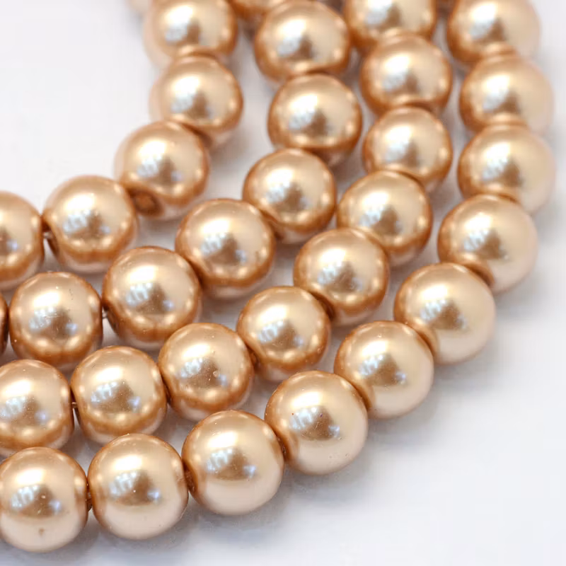 Vaxade glaspärlor 3 mm champagne, 1 sträng