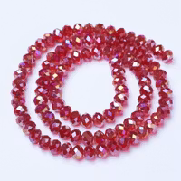 Facetterade abacus 4x3 mm mörkröd AB, 1 sträng