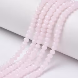 Facetterade abacus 4x3 mm milkrose, 1 sträng