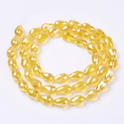 Facetterade glasdroppar gul AB 15 mm, 10 st