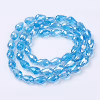 Facetterade glasdroppar turkosa AB 15 mm, 10 st