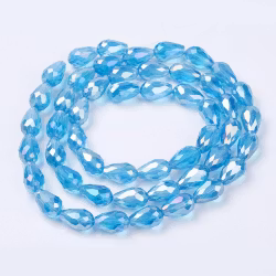 Facetterade glasdroppar turkosa AB 15 mm, 10 st