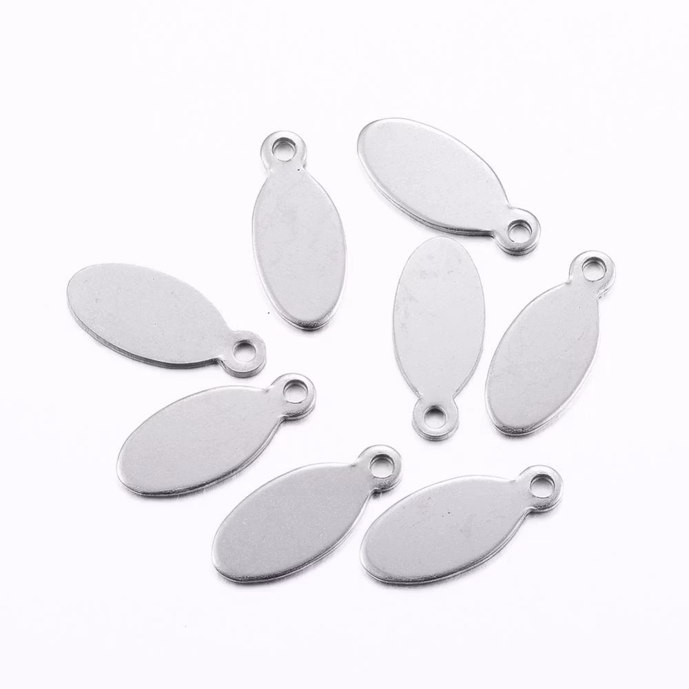 Rostfritt stål ovala tags, 10 st