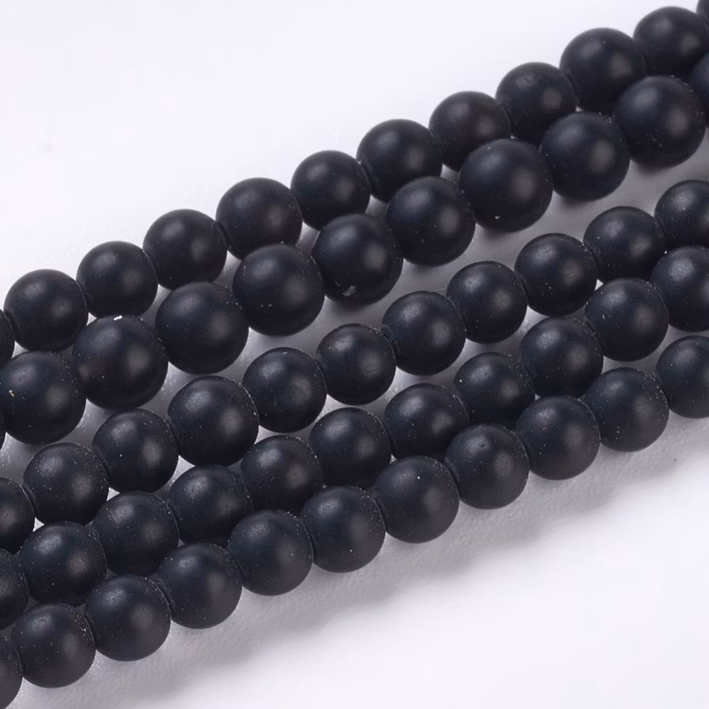 Mattsvart agat 2-3 mm, 1 sträng