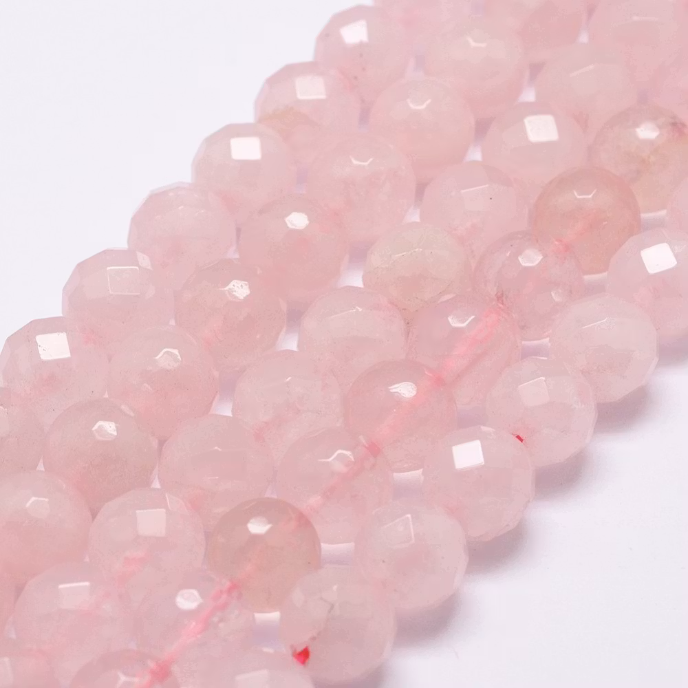 Facetterad rosenkvarts 1.5-2 mm, 1 sträng