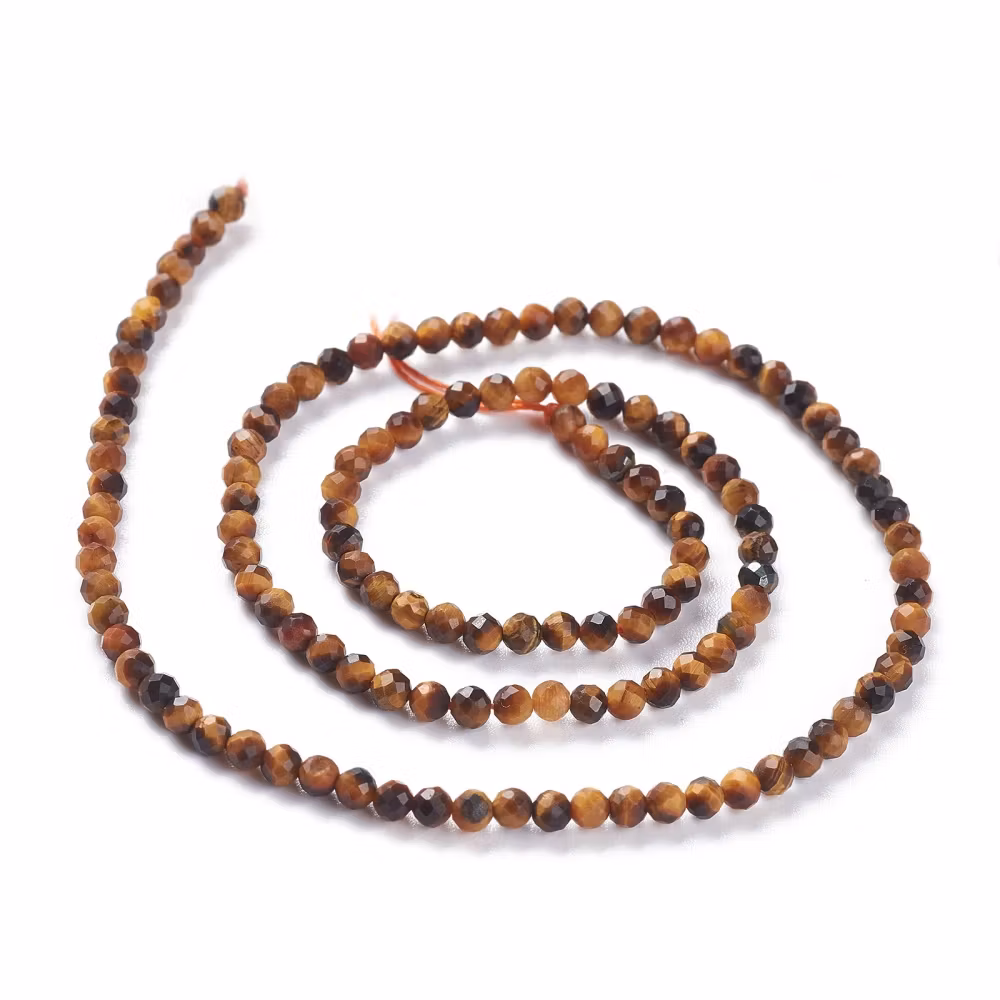 Facetterad tigeröga 2 mm, 1 sträng