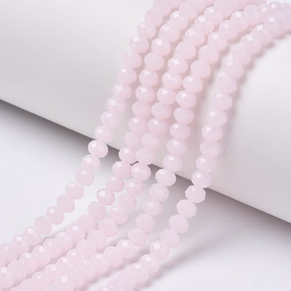 Facetterade abacus 6x4 mm milkrose, 1 sträng