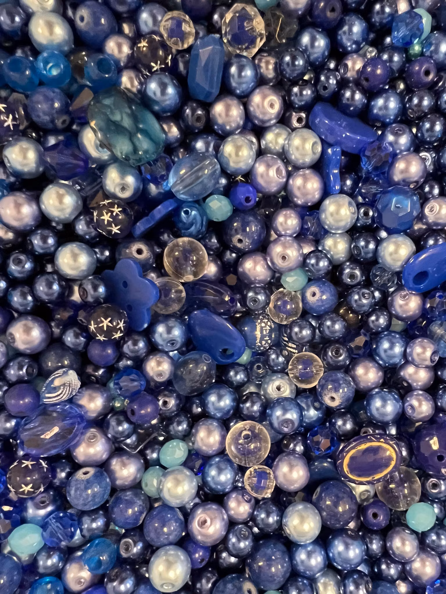 Pärlmix blå, ca 80 gr