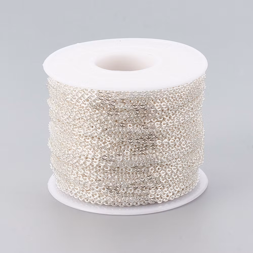 Silverfärgat rostfritt stål kedja 3x2.5 mm, 1 m