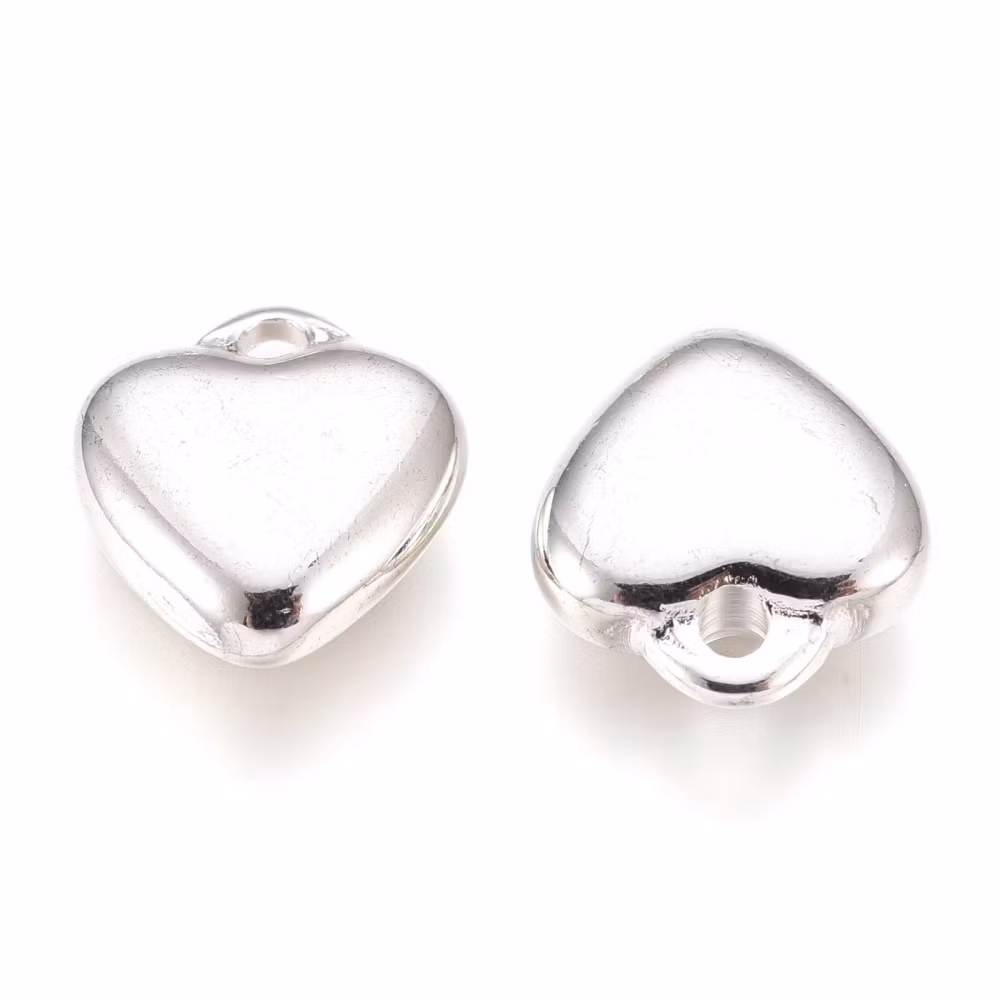 Silverfärgat rostfritt stål berlock hjärta, 1 st