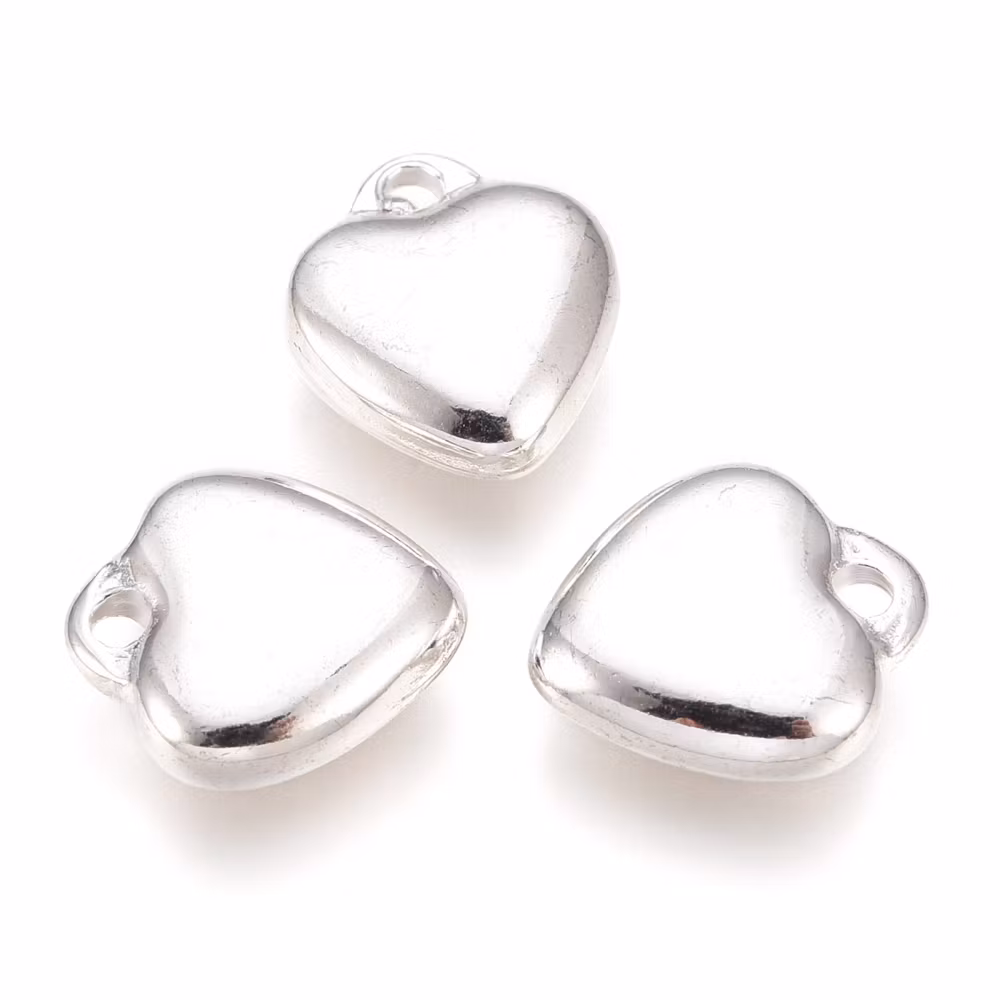 Silverfärgat rostfritt stål berlock hjärta, 1 st