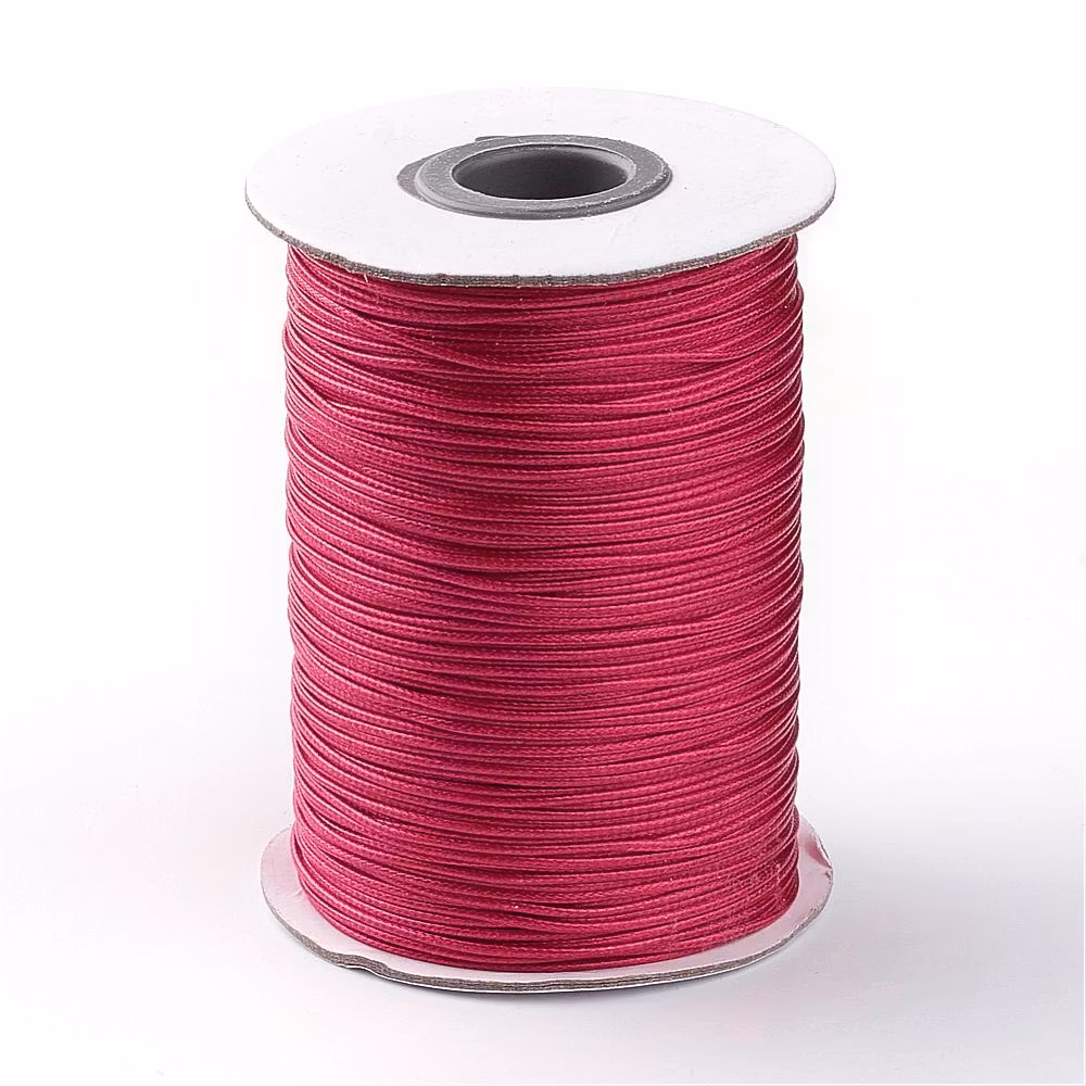 Vaxad bomullstråd 1 mm mörkrosa, 5 m