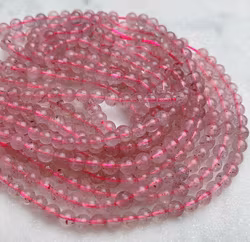 Jordgubbskvarts ljus melerad 4 mm, 1 sträng