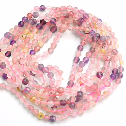 Facetterad jordgubbskvarts melerad 3 mm, 1 sträng