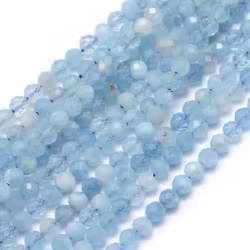 Facetterad akvamarin 1.5-2 mm, 1 sträng