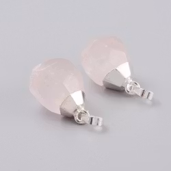 Silverfärgat hänge droppe rosenkvarts, 1 st