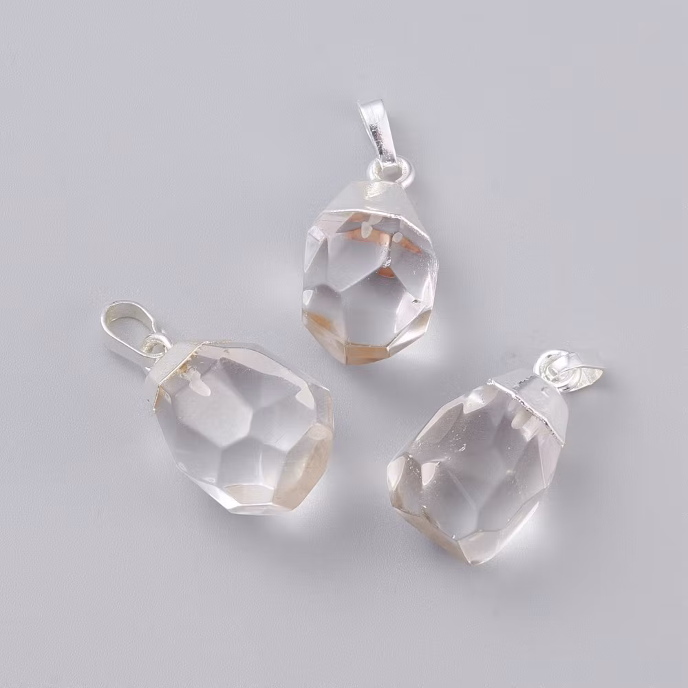 Silverfärgat hänge droppe bergkristall, 1 st