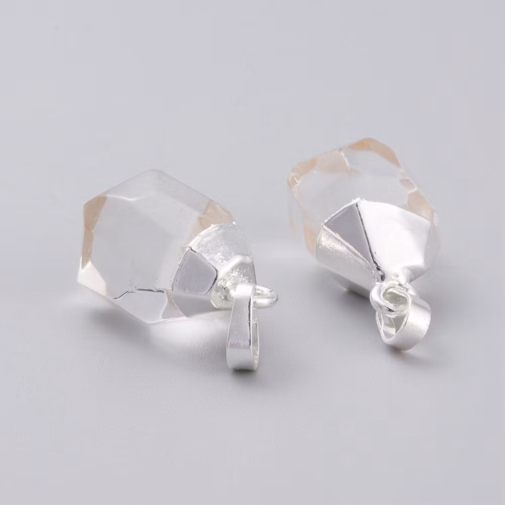 Silverfärgat hänge droppe bergkristall, 1 st